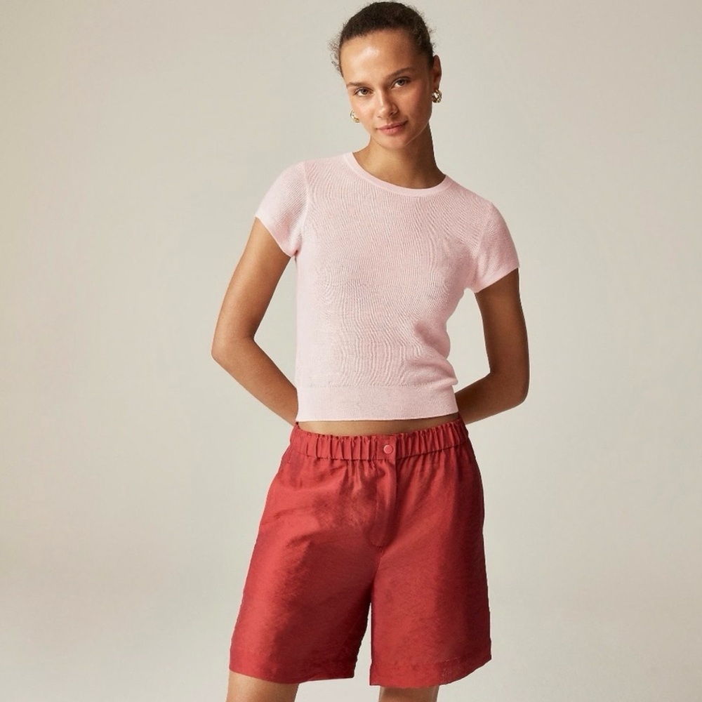 J.Crew Nwt Ribbed Featherweight Cashmere T-Shirt In Pink